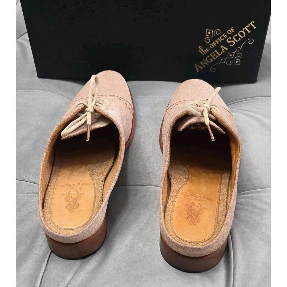 The Office Of Angela Scott Pink Suede Mules Oxfords SlipOn Womens Shoes 37 7 - Picture 9 of 16